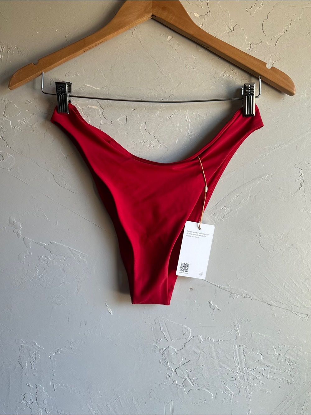 Quince Red High Leg Cheeky Bikini Bottom Y2K Resort Euro Summer Swim Medium
